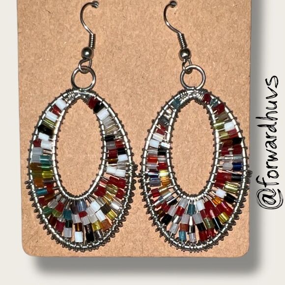 Bundle Sale 3 for $15 | Hand Crafted Multicolored Seed Bead Earrings - Picture 5 of 9